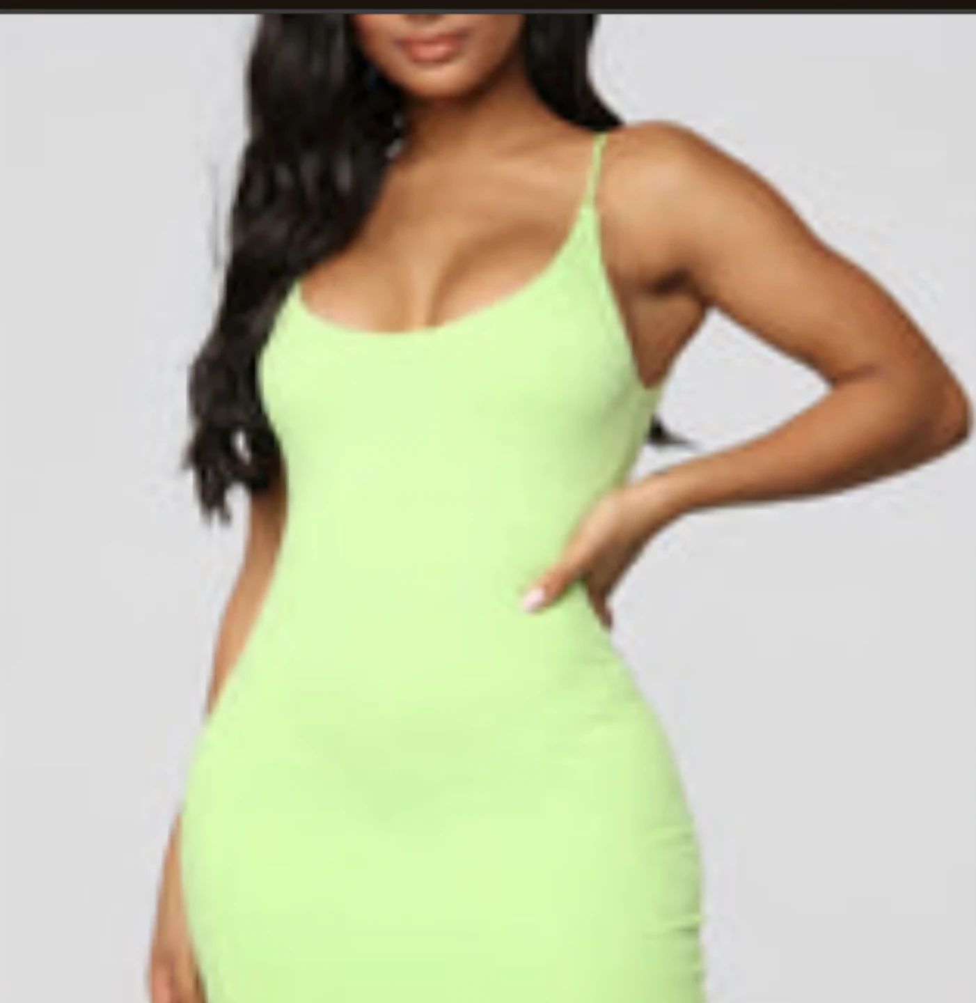 Lime Green Ribbed Mini Dress