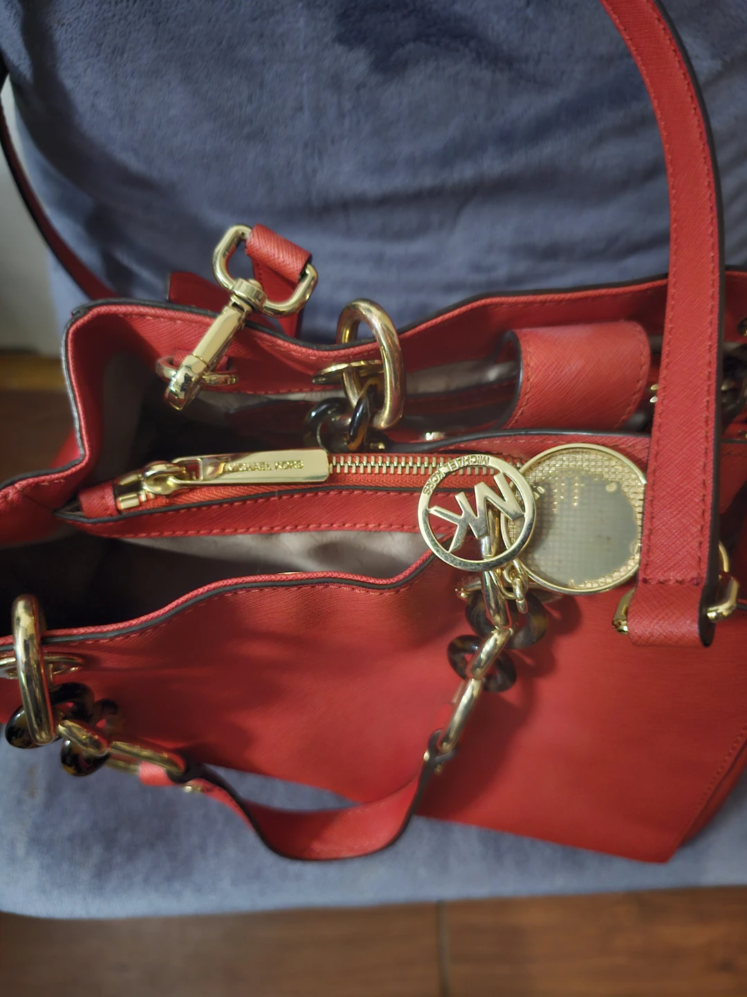 Authentic Michael Kors Red Leather Satchel Purse - photo 4