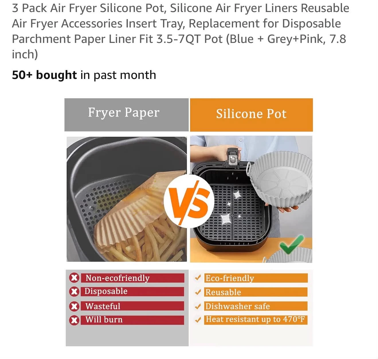Silicone Air Fryer Liner 3pcs - photo 3