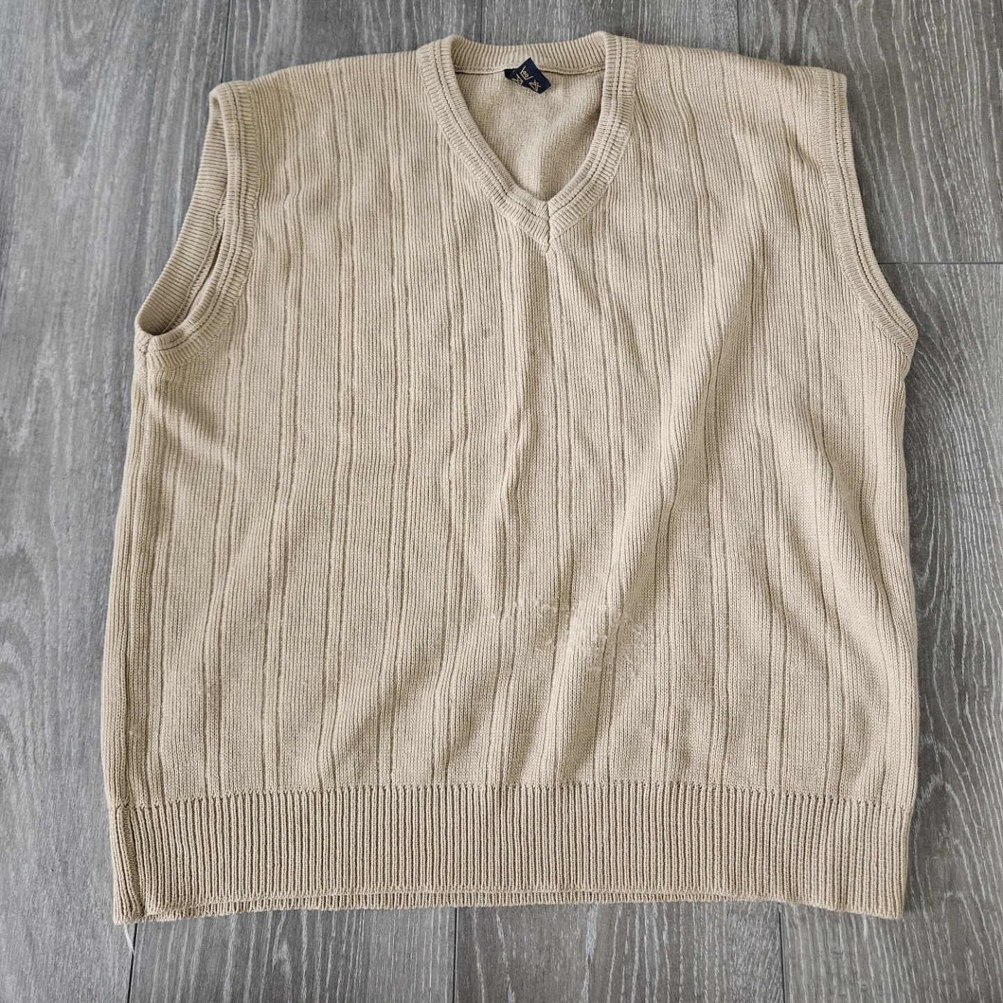 Ansar Tricot Beige V-Neck Sleeveless Sweater Vest
