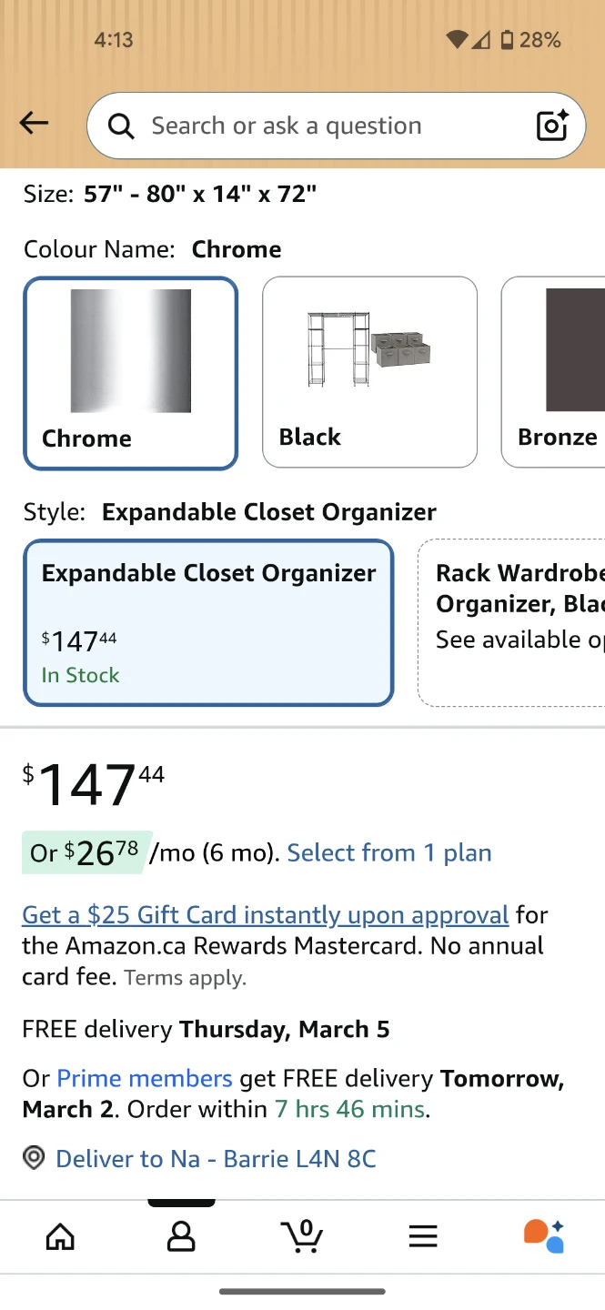 Amazon Basics Expandable Closet Organizer - Chrome - photo 2