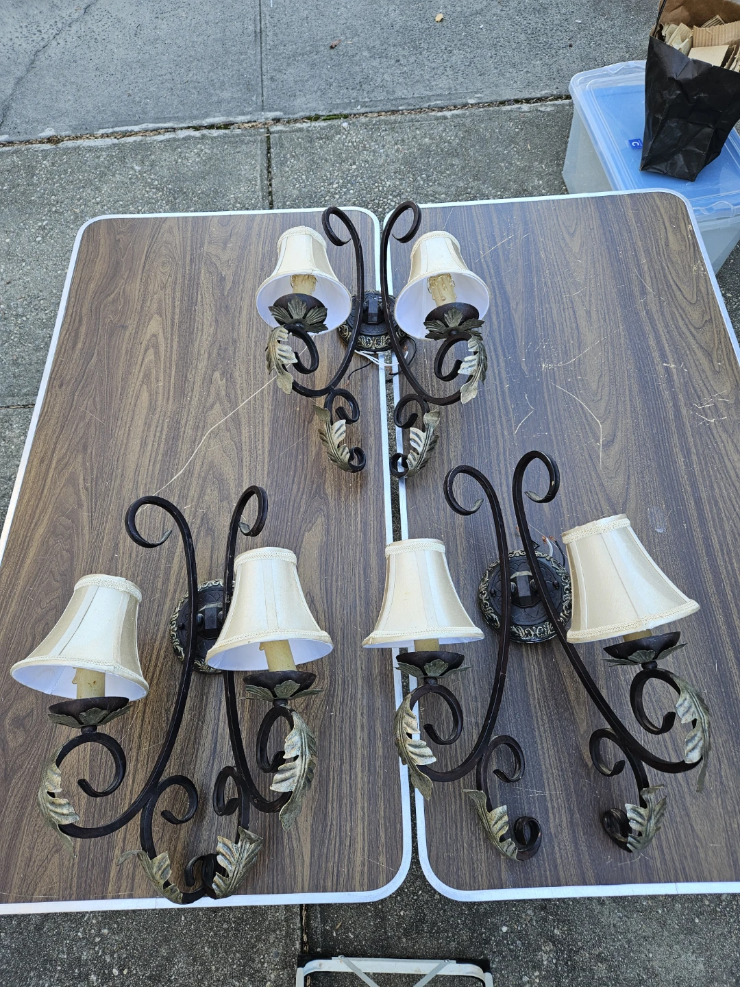 3 large iron wall sconces
