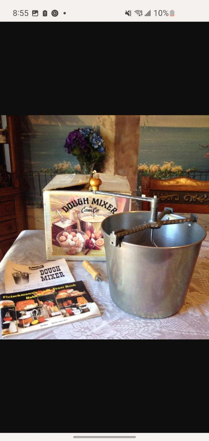 1960's CamCo Hand Crank Metal Aluminum Dough Mixer 12QT