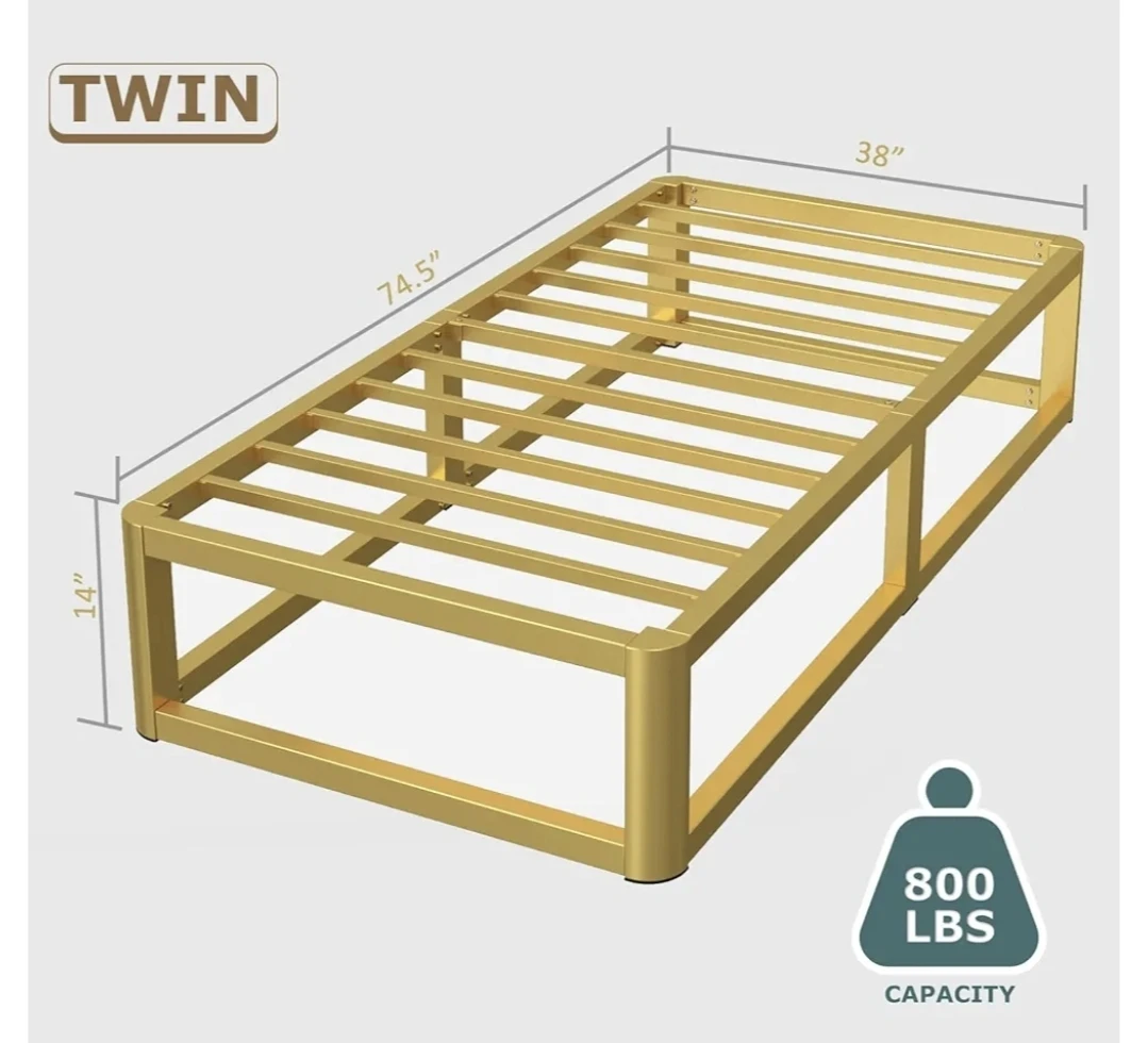Gold Metal Bed Frame twin size - photo 5