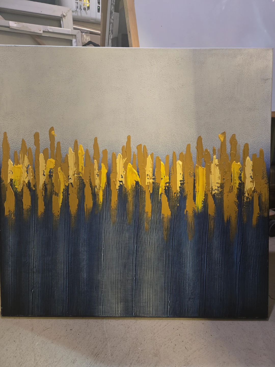 Abstract Canvas Wall Art - Yellow and Blue