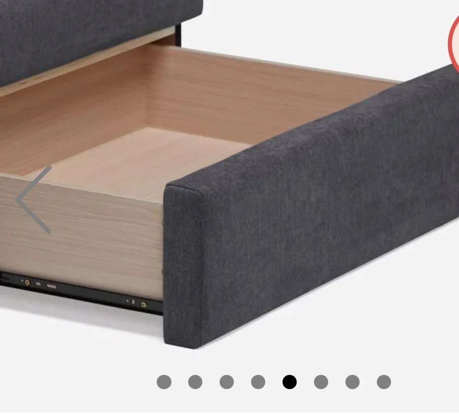 Dark Grey Upholstered Wingback Bed Frame with Storage Drawers - photo 4