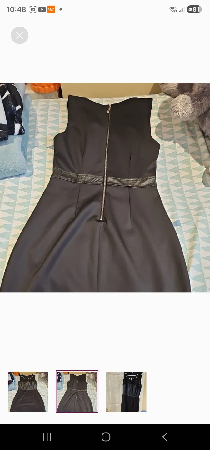 Sleeveless Black Dress with Faux Leather Accents - photo 2