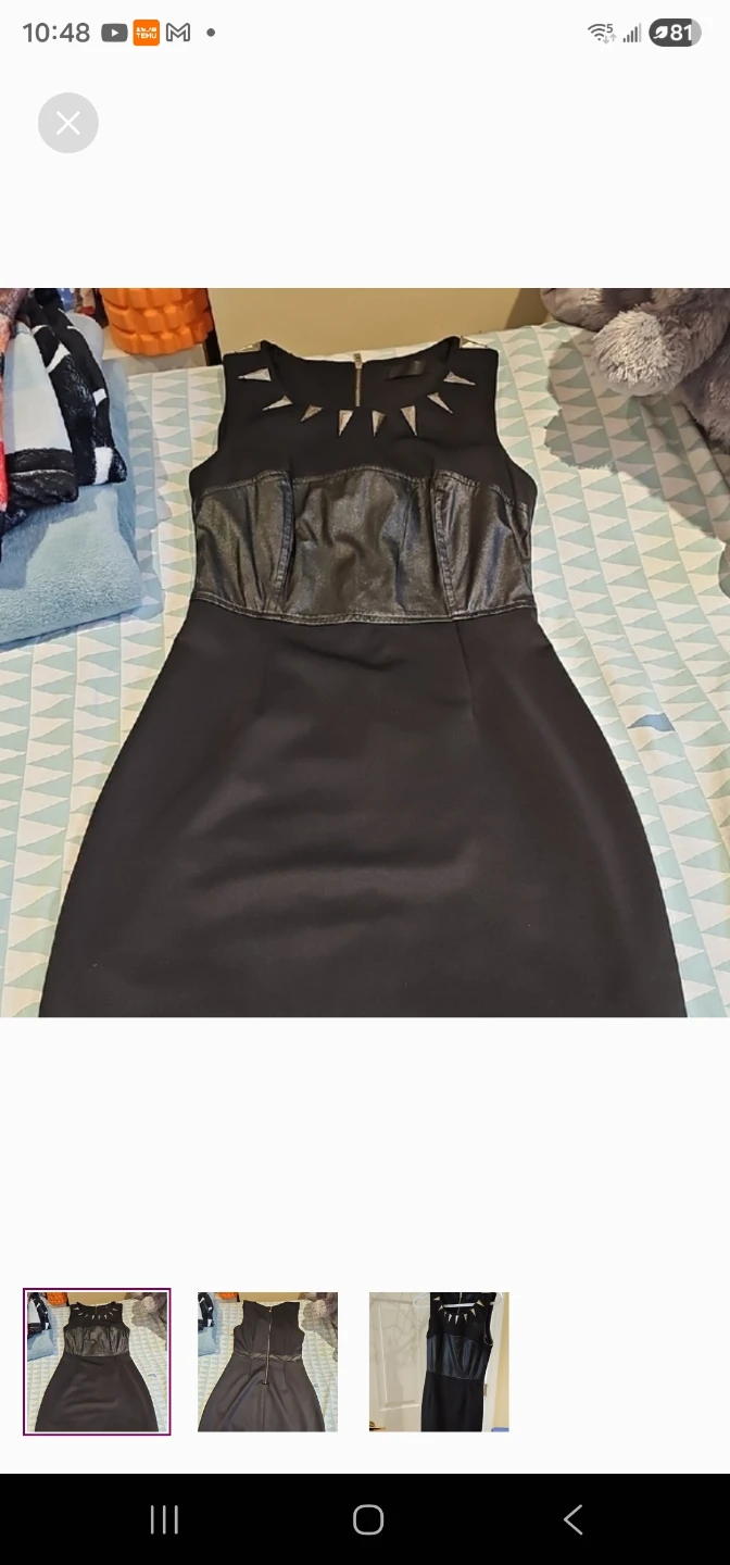 Sleeveless Black Dress with Faux Leather Accents - photo 3