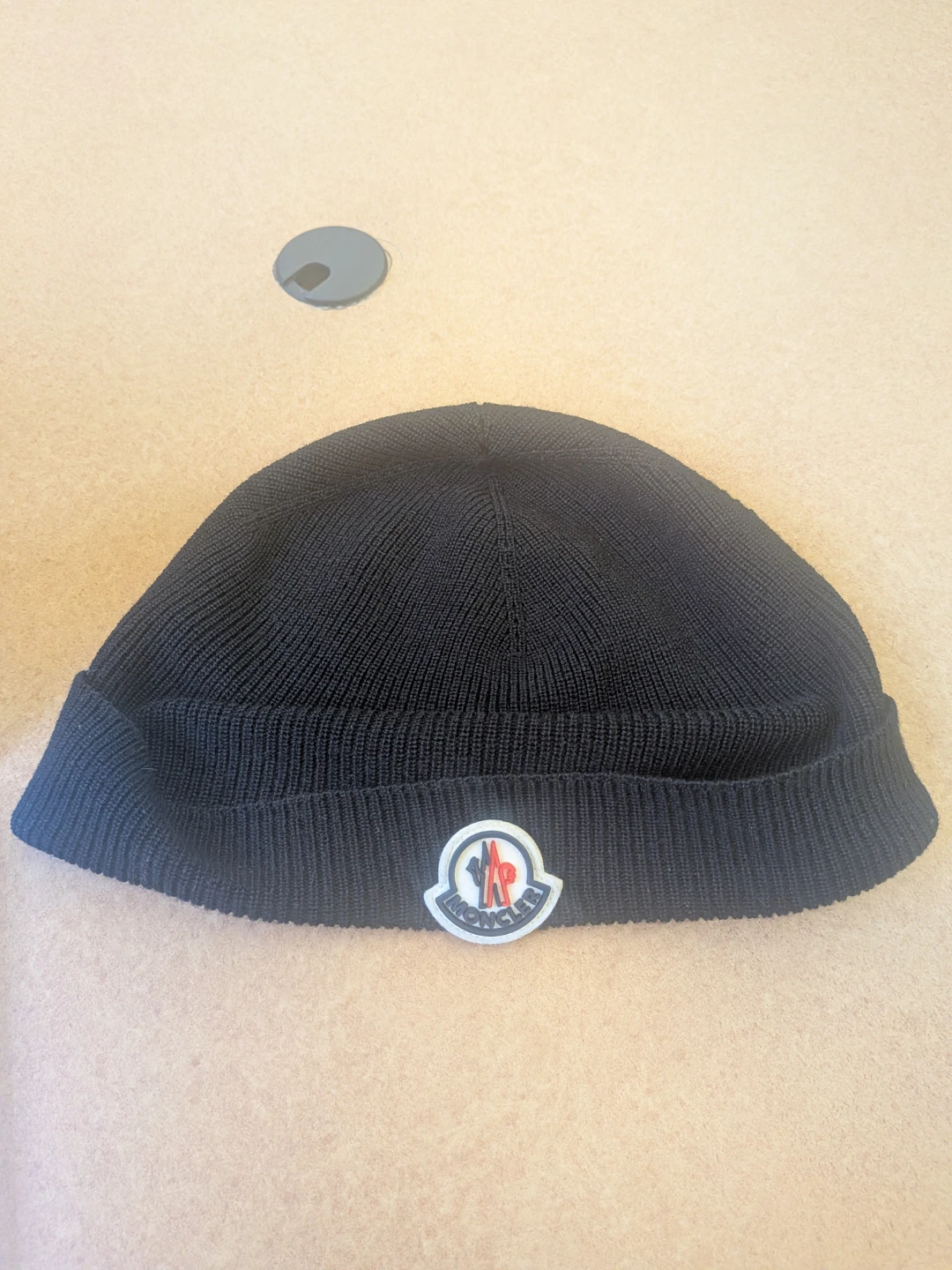 Moncler Black Knit Beanie Hat - Size M