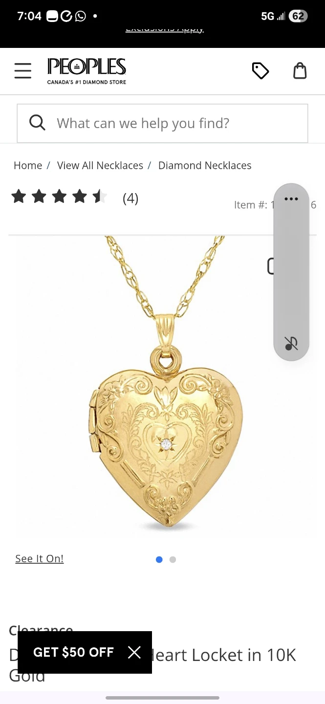 Peoples Diamond Accent Heart Locket Necklace in 10K Gold