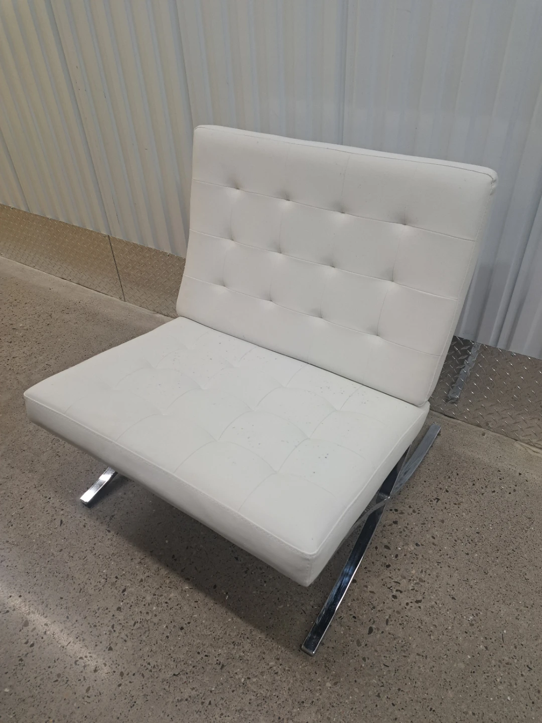 Bouclair White Faux Leather Lounge Chair