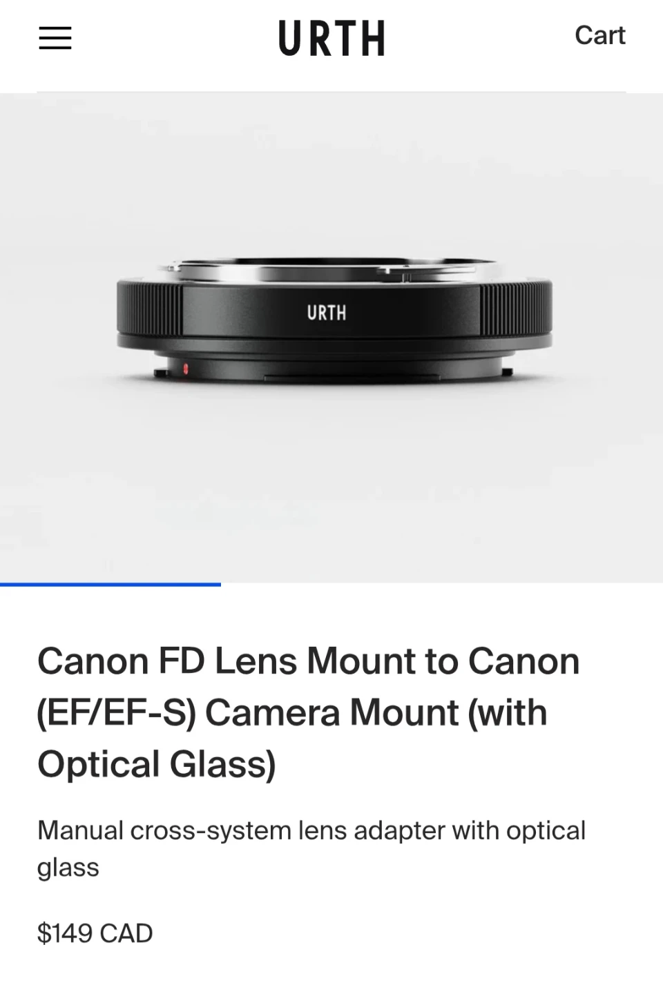 URTH Canon FD to EF Lens Mount Adapter