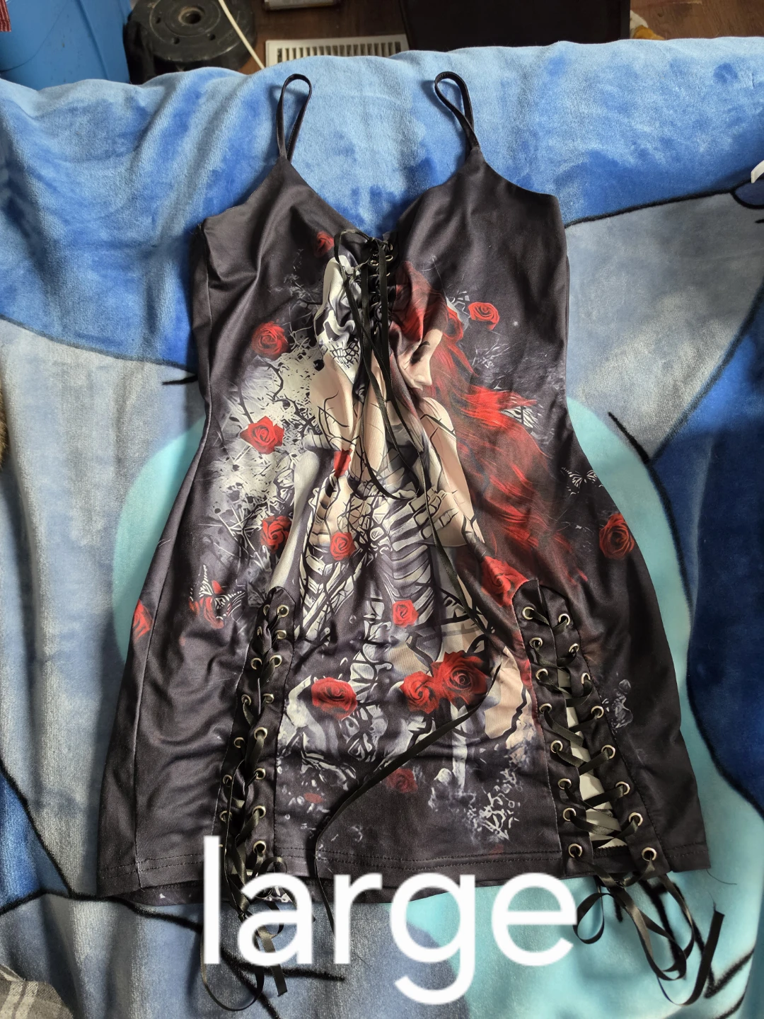 Goth Skeleton Rose Print Dress