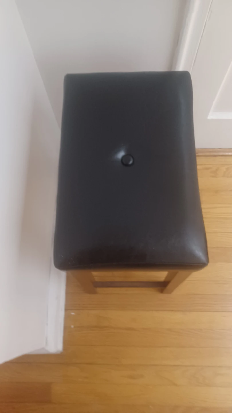Black Faux Leather Bar Stool with Wood Legs - photo 2