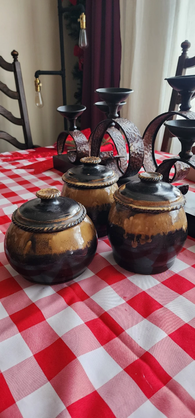 Ceramic Storage Jars with Lids - Set of 3