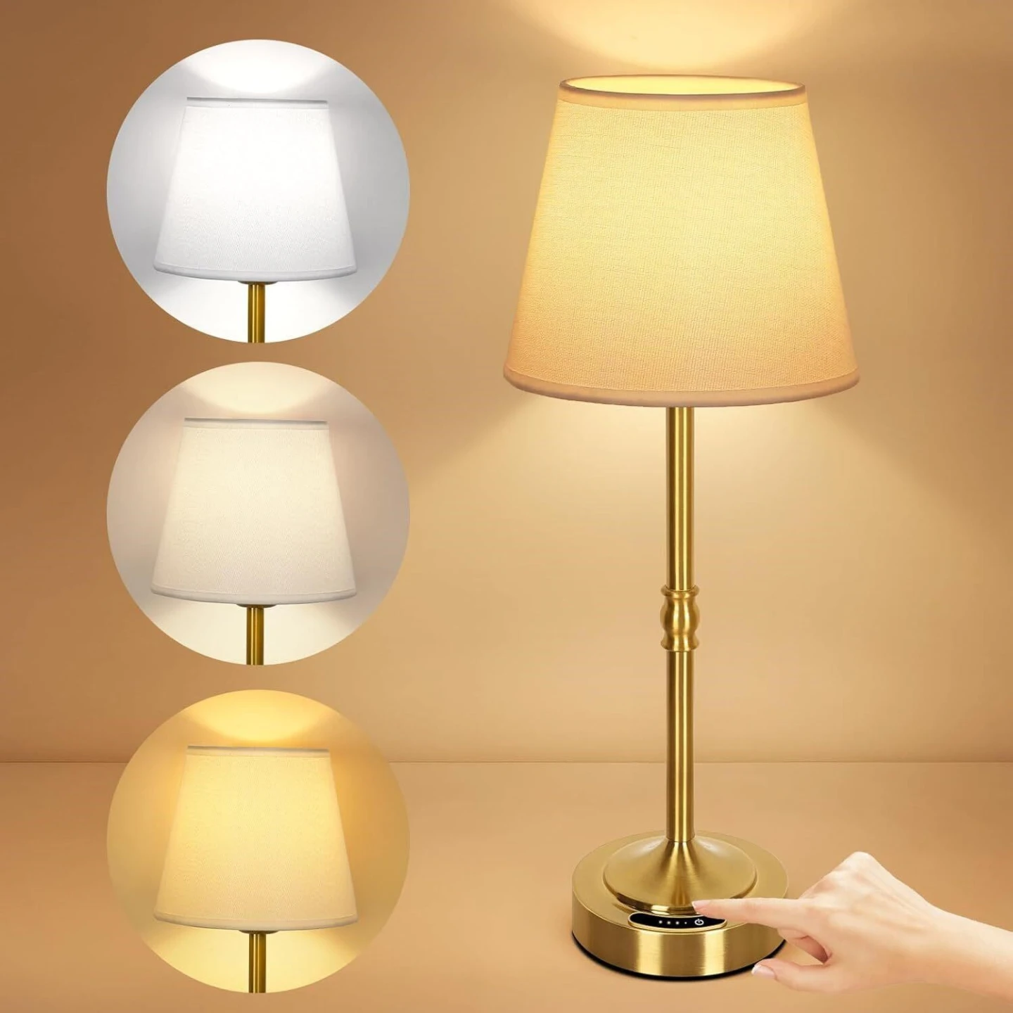 Rechargeable Table Lamp with 3 Color Temps & Dimmable Brightness