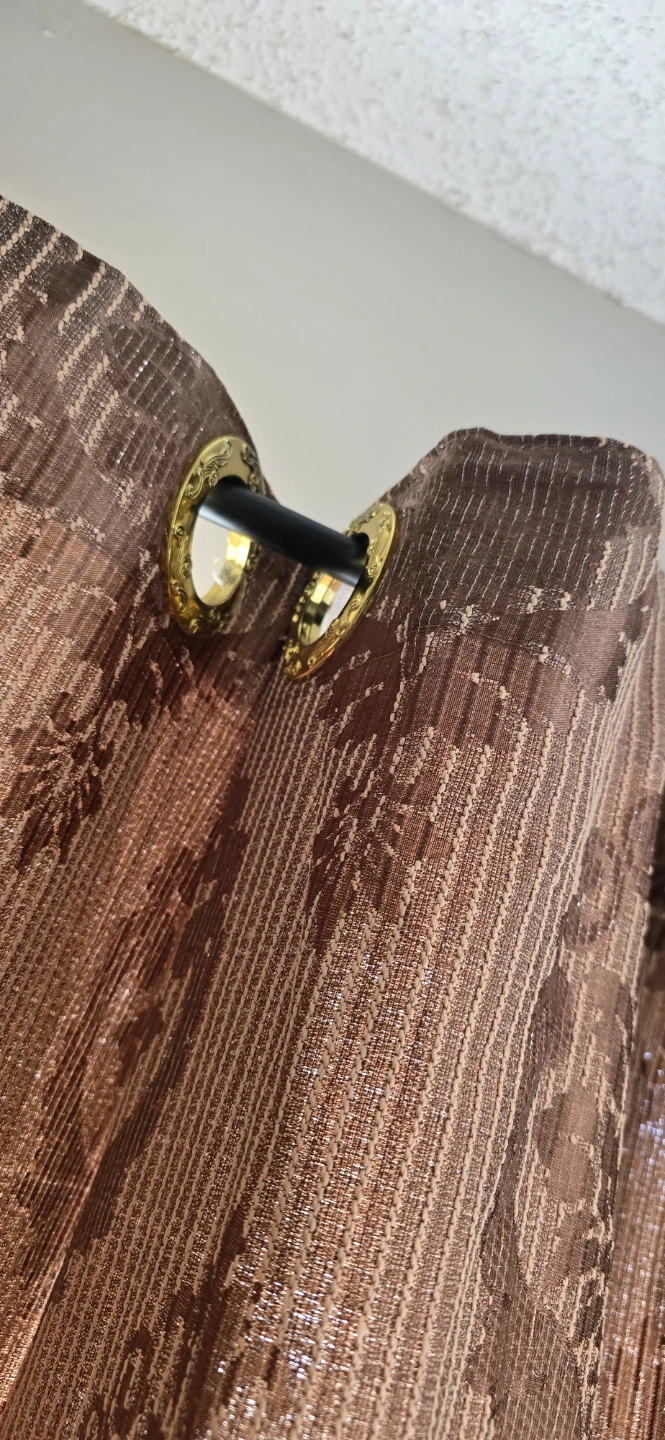 Brown Damask Pattern Grommet Curtains (one) - photo 2