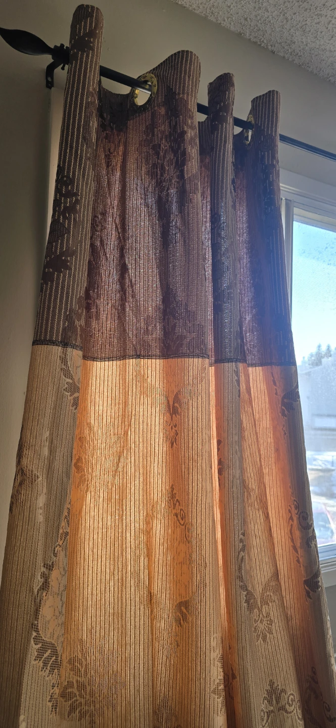 Brown Damask Pattern Grommet Curtains (one) - photo 3