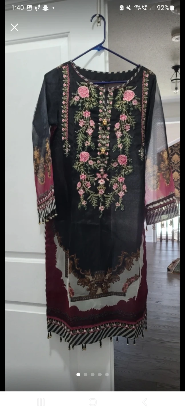 Sapphire Black Embroidered Kurta Set with Pants - photo 4