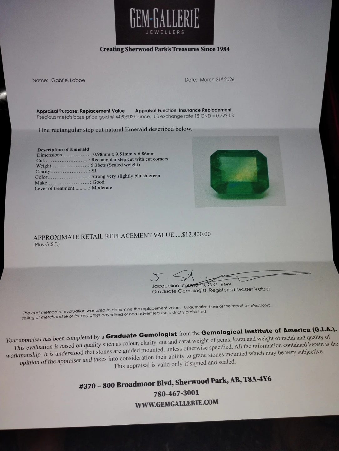 Natural Emerald Cut Gemstone