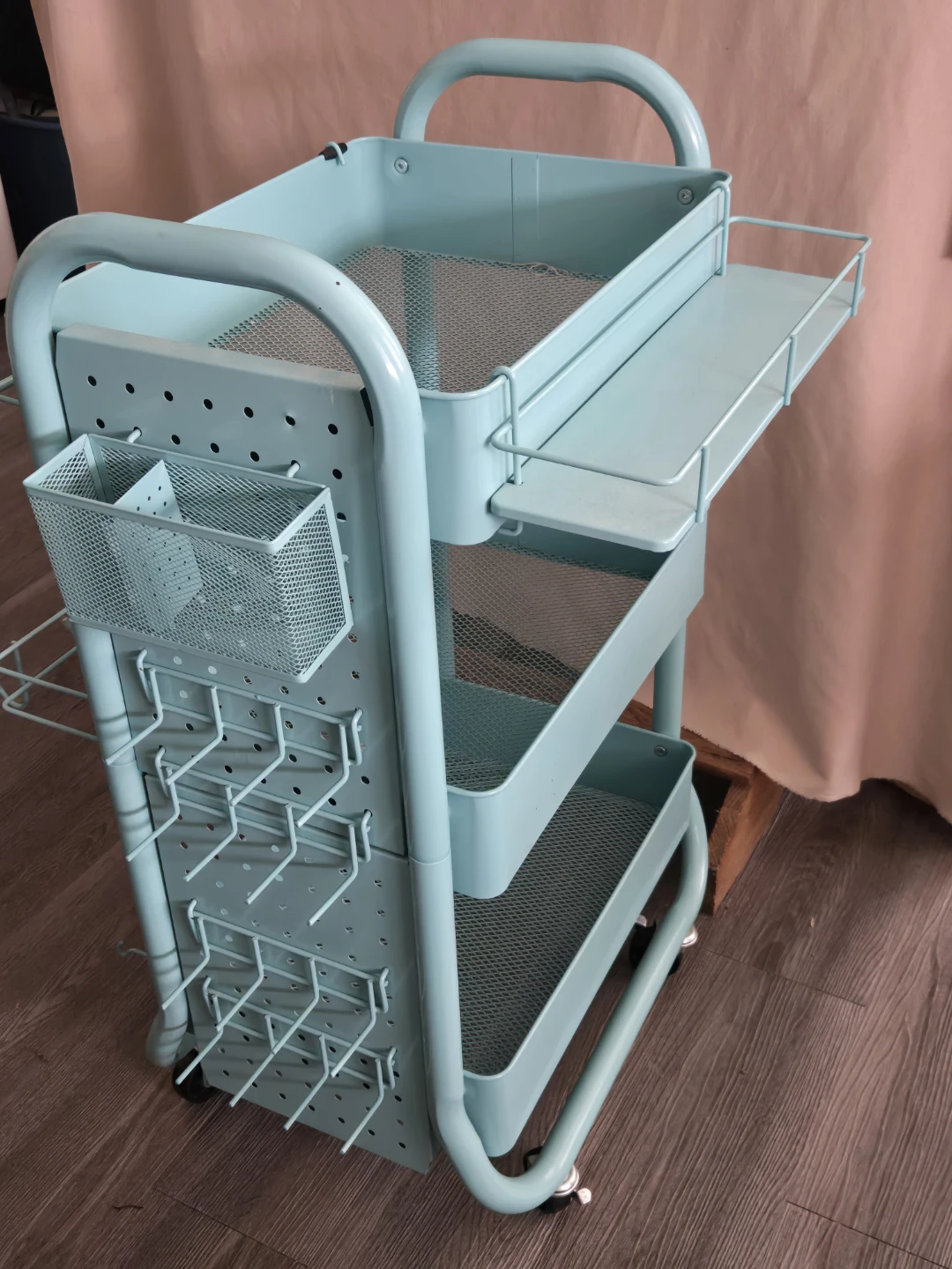 Metal Utility Rolling Cart 💙 Teal - photo 2