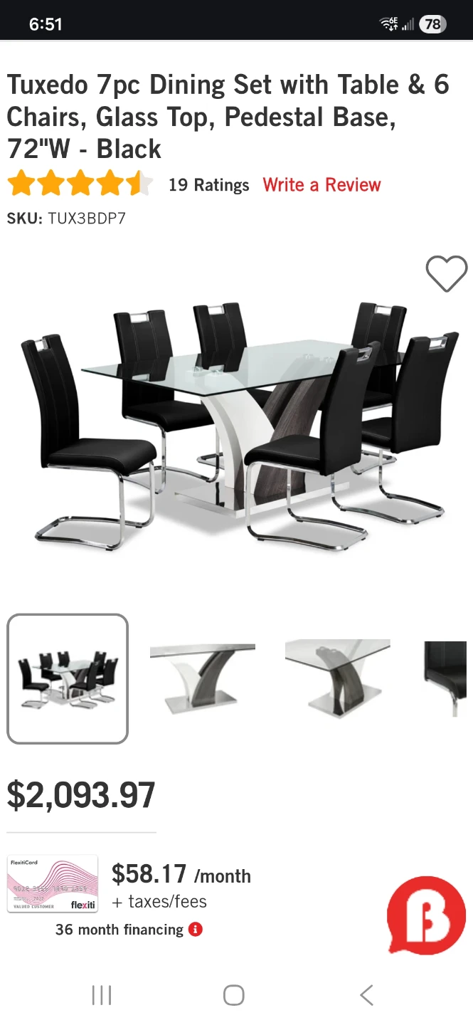 Tuxedo 7pc Dining Set - Black
