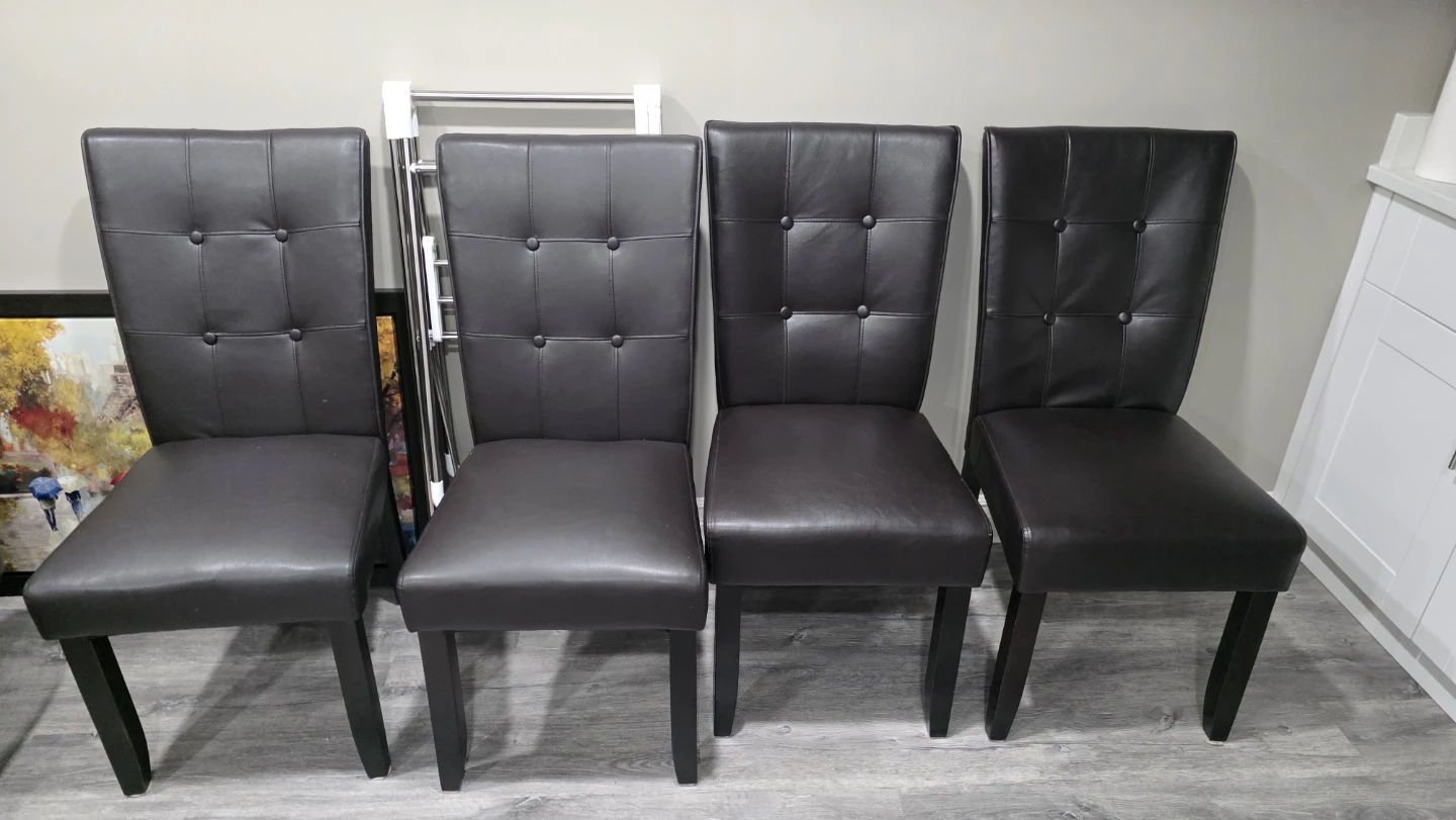 Set of 4 Dark Brown Faux Leather Dining Chairs - photo 3
