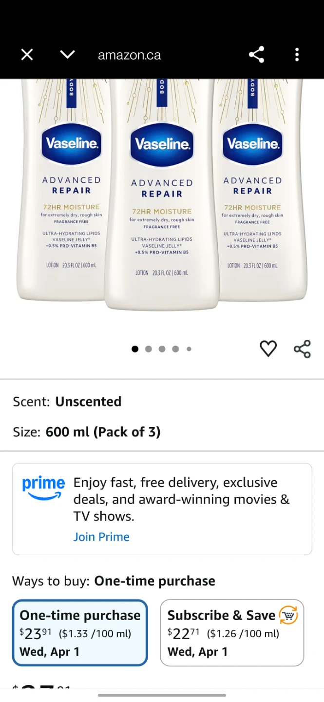 Vaseline Advanced Repair & Aloe Vera Lotions - 600mlx3 - photo 2
