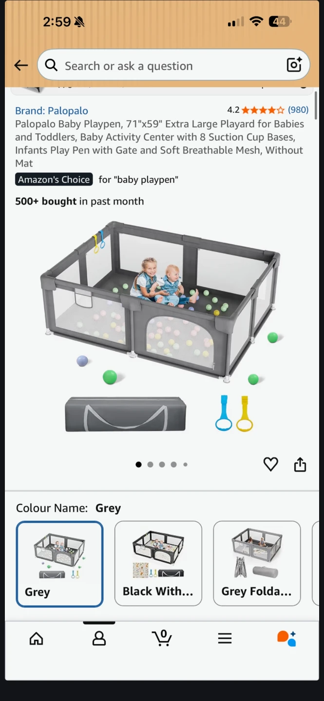 Palopalo Baby Playpen 71"x59" Extra Large Grey