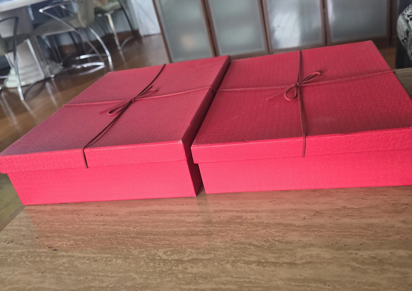 Two Red Gift Boxes with String Ties - photo 2