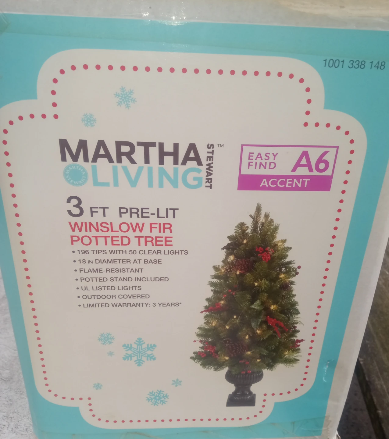 Martha Stewart Living 3 FT Pre-Lit Winslow Fir Potted Tree