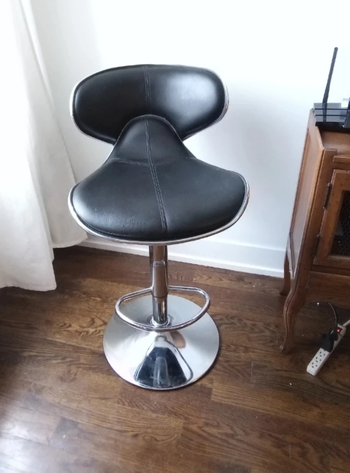Black Faux Leather Adjustable Bar Stool