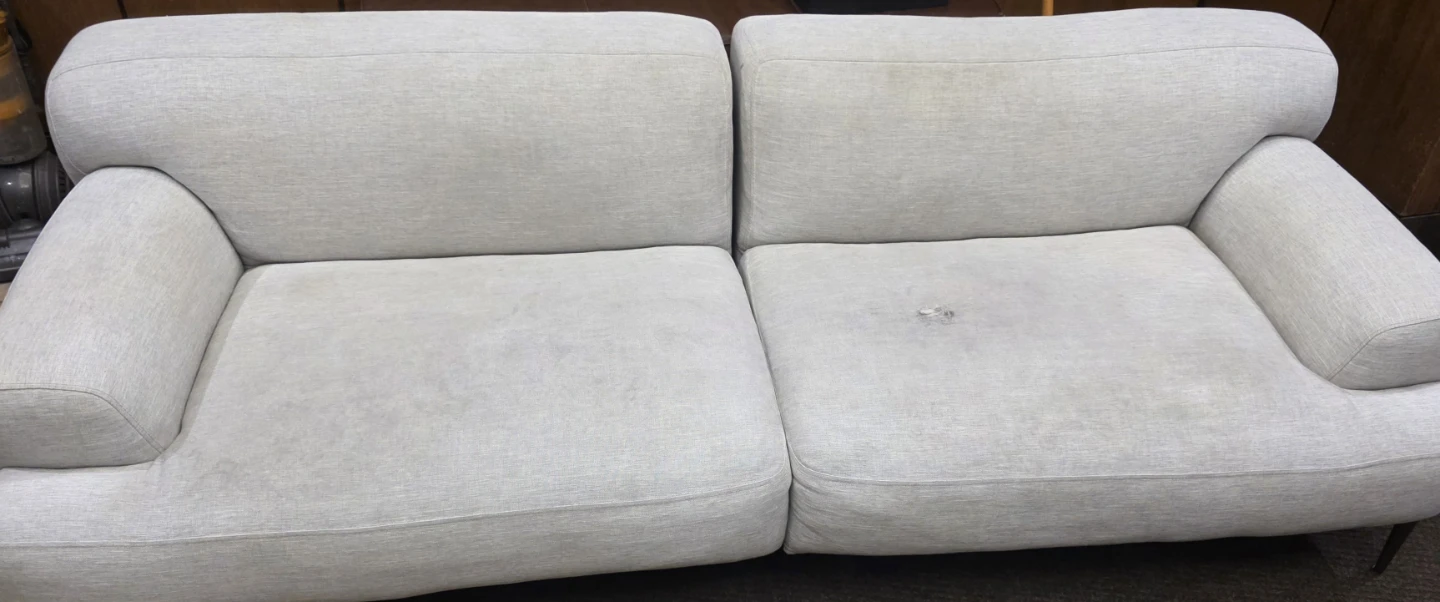 Light Gray Fabric Loveseat with ottoman