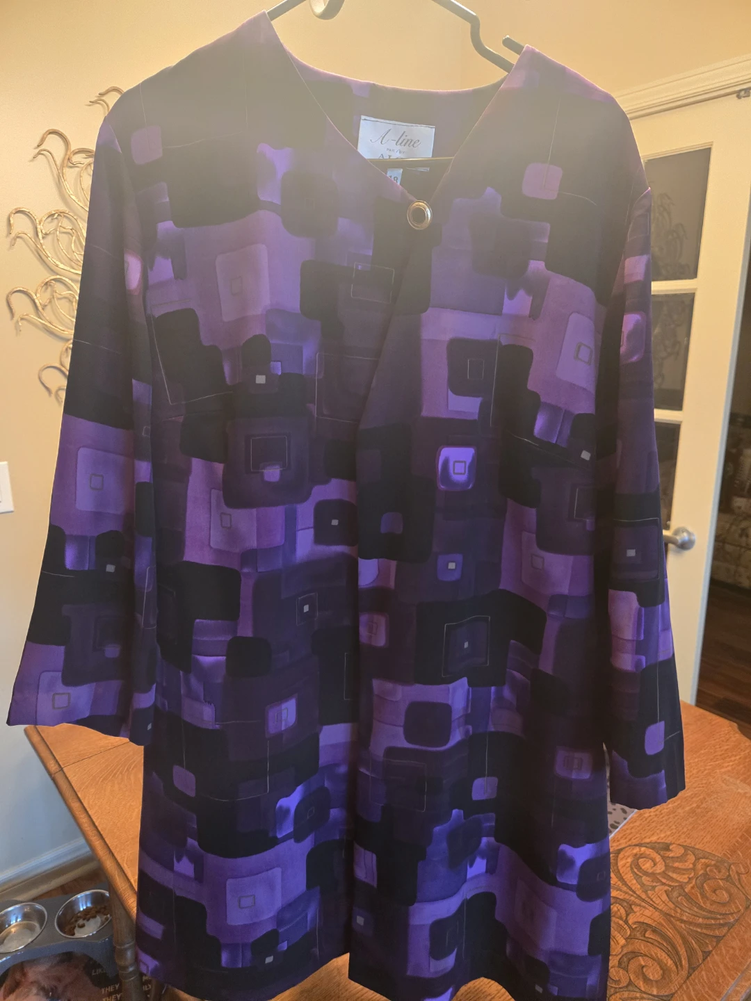 Elegante Purple Black Abstract Print Jacket