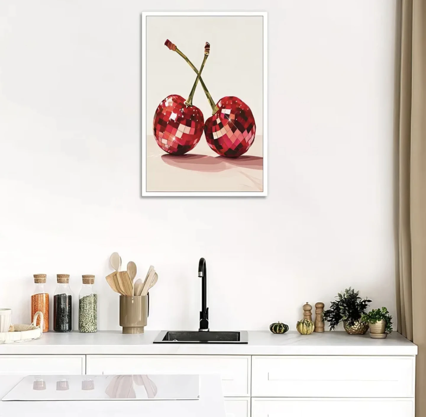 Funky Disco Cherries Canvas Wall Art  Framed 12"×16" - photo 4