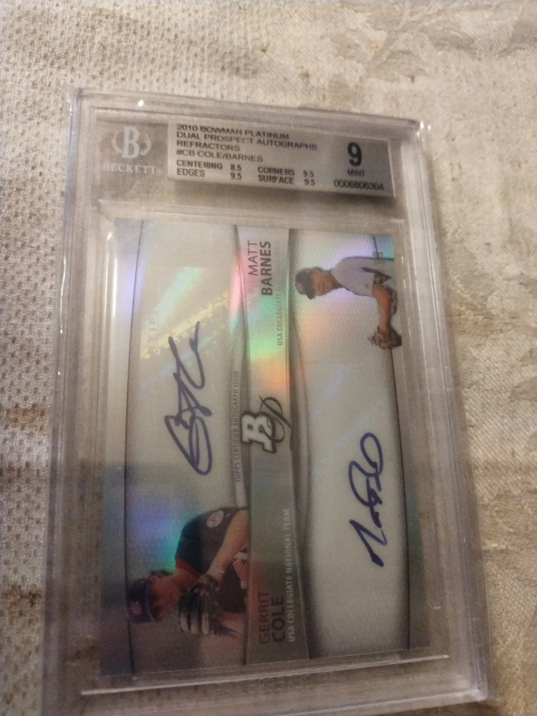 2010 Bowman Platinum Dual Prospect  Gerrit Cole Matt Barnes  9 - photo 2
