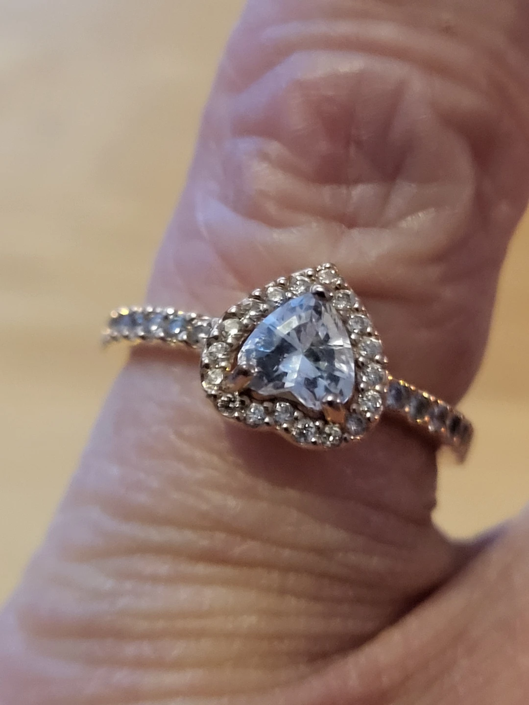 Pandora Rose Heart Ring with Clear Cubic Zirconia in Box