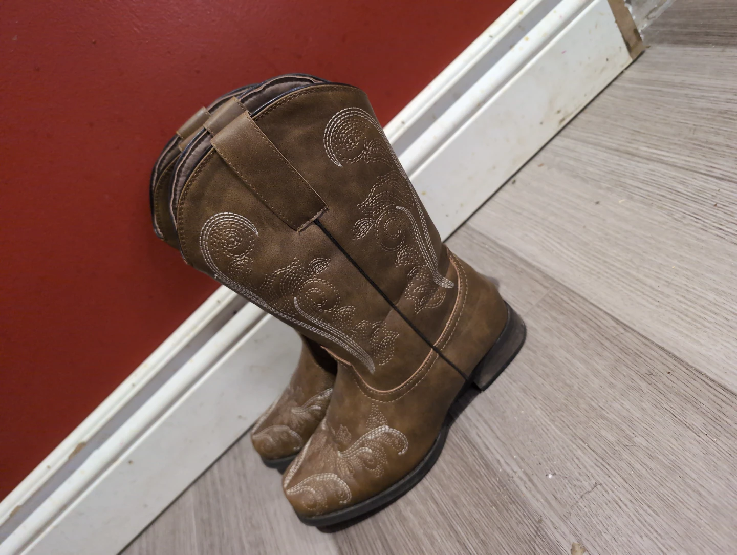 Brown Faux Leather Cowboy Boots - photo 2