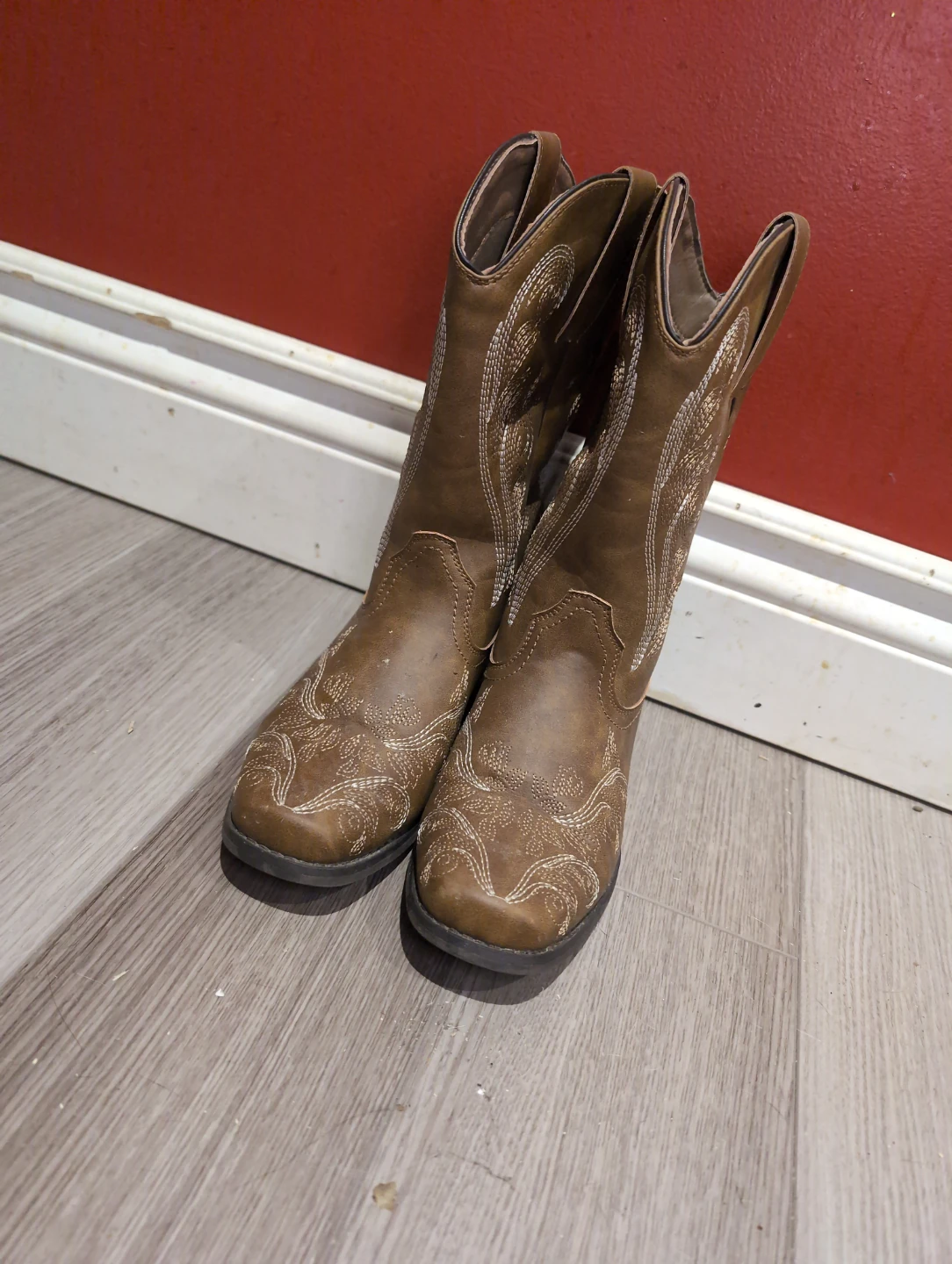 Brown Faux Leather Cowboy Boots - photo 3