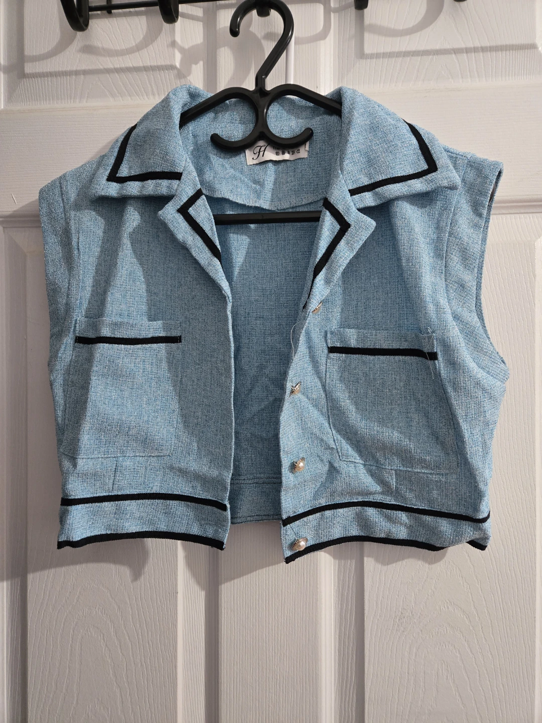 Light Blue Tweed Vest and Skirt Set - photo 2