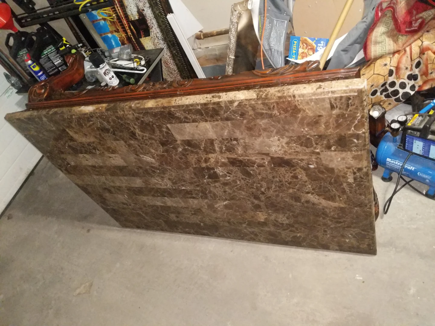 Marble Top Console Table with Ornate Carved Wood Base - photo 2