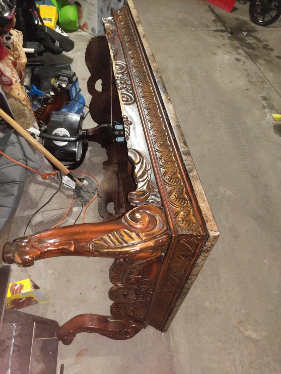 Marble Top Console Table with Ornate Carved Wood Base - photo 3