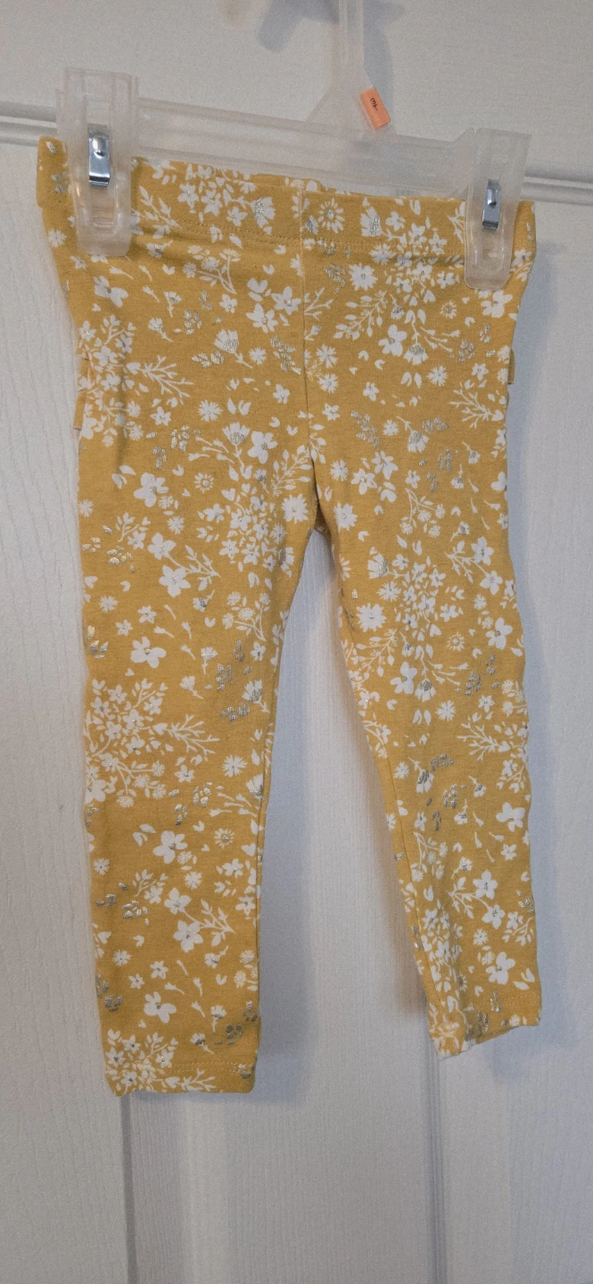 Baby Girl Leggings 18M Yellow Floral Ruffle