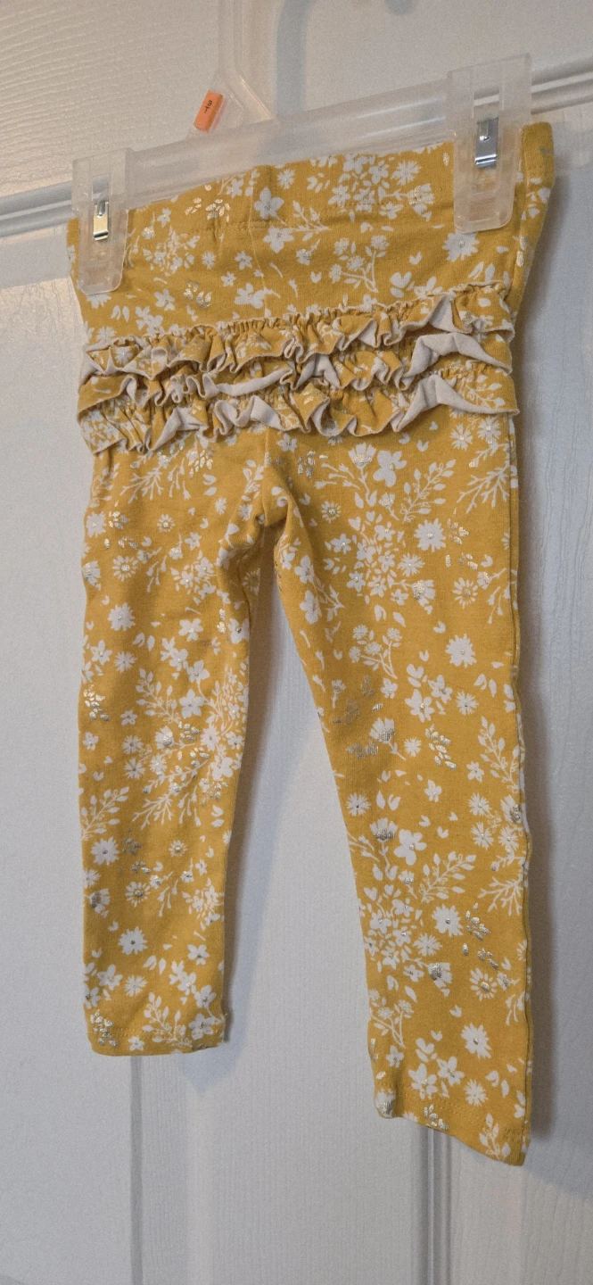 Baby Girl Leggings 18M Yellow Floral Ruffle - photo 2
