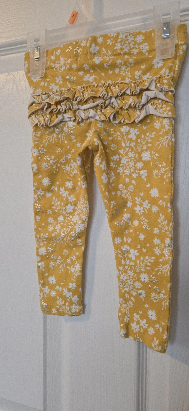 Baby Girl Leggings 18M Yellow Floral Ruffle - photo 3