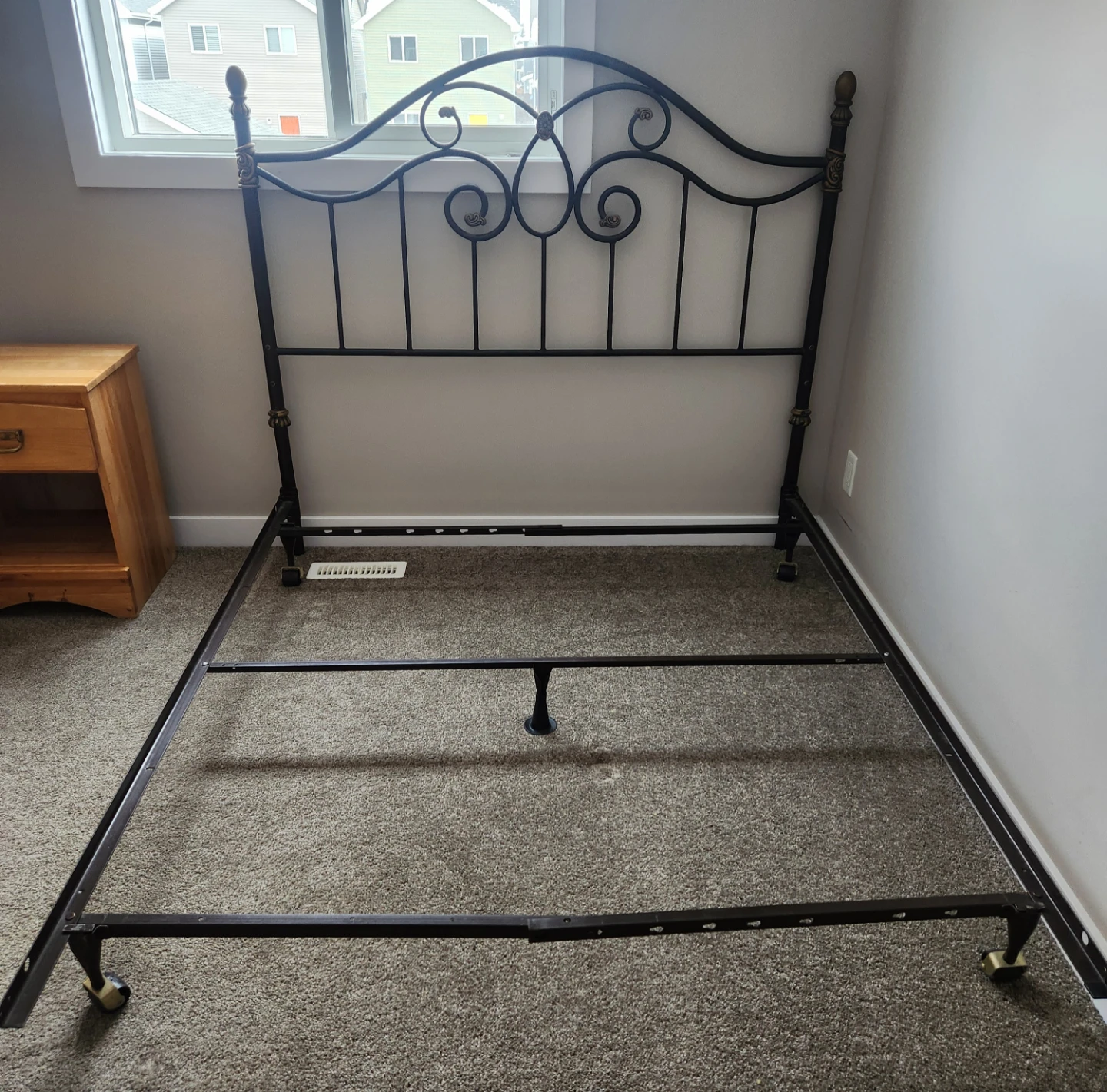 Dark Brown Metal Headboard and Bed Frame - photo 2