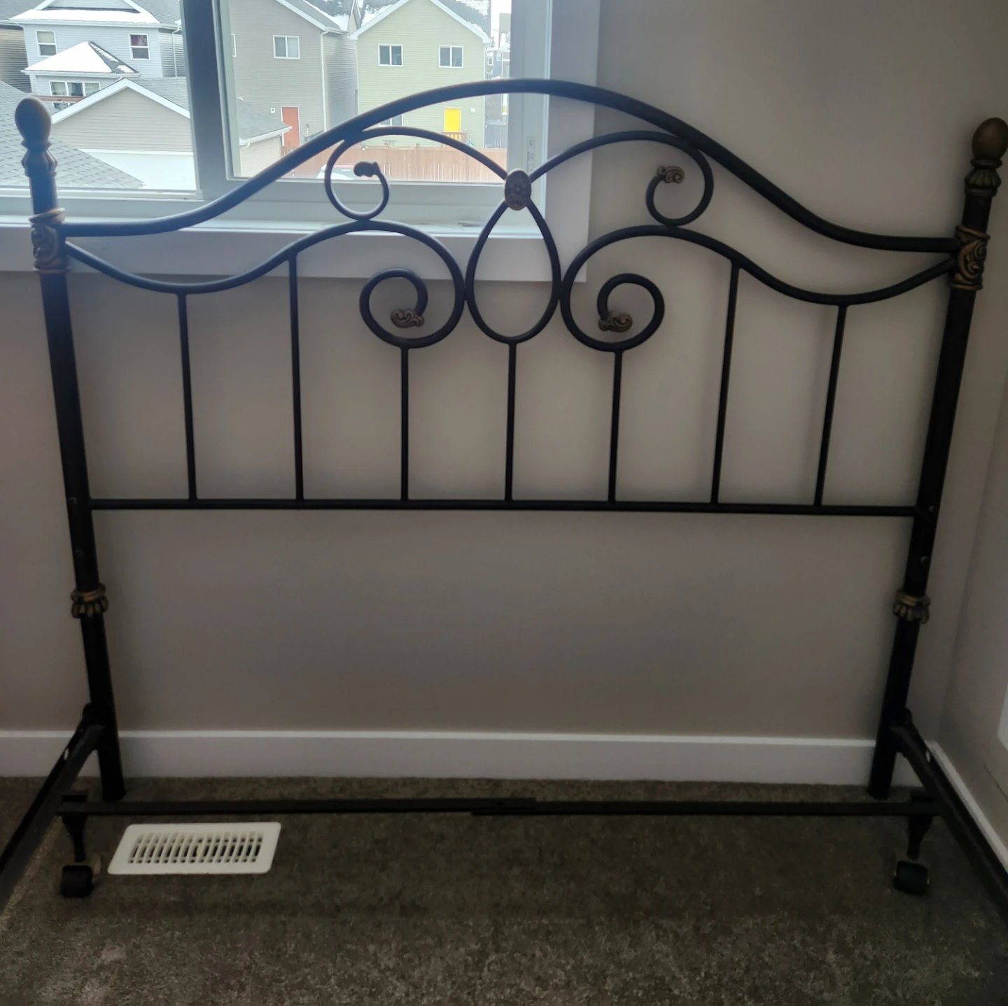 Dark Brown Metal Headboard and Bed Frame - photo 3