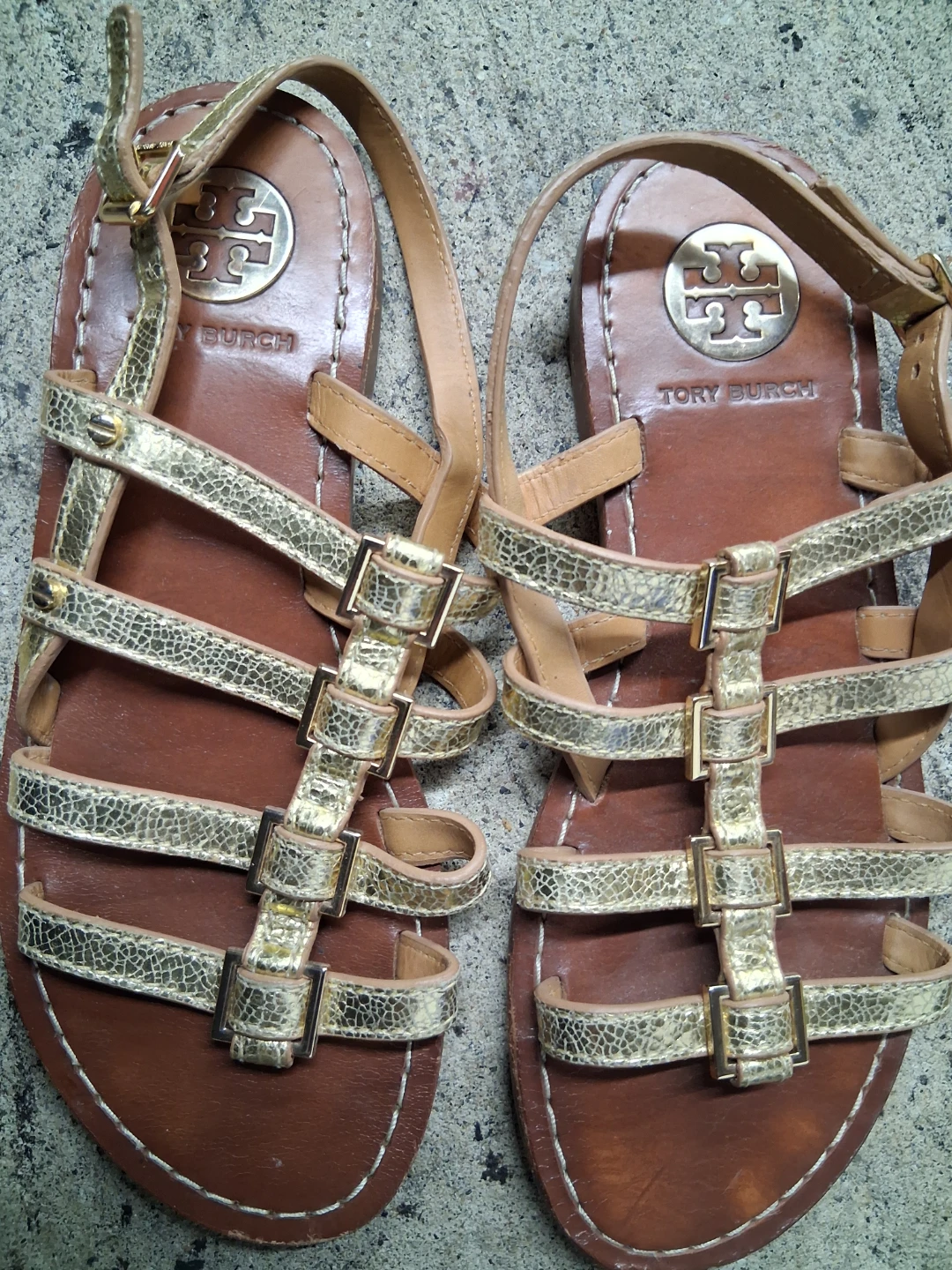 Tory Burch Gold Leather Strappy Sandals - photo 4