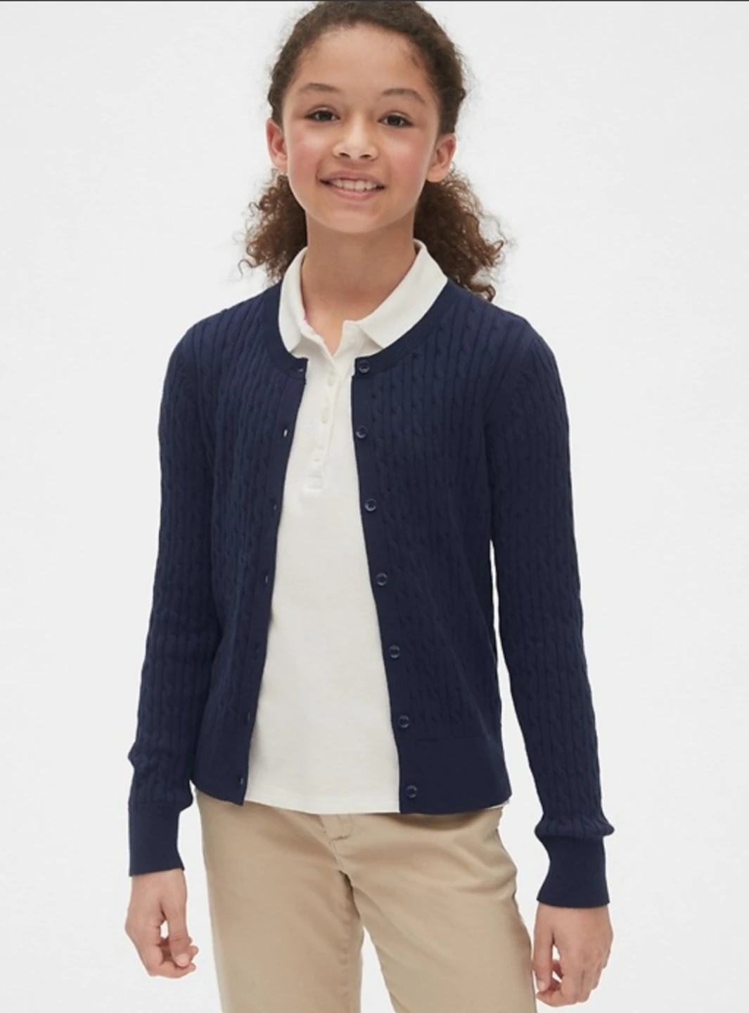 Gap Kids Uniform Cable Knit Cardigan Sweater XL Navy Blue