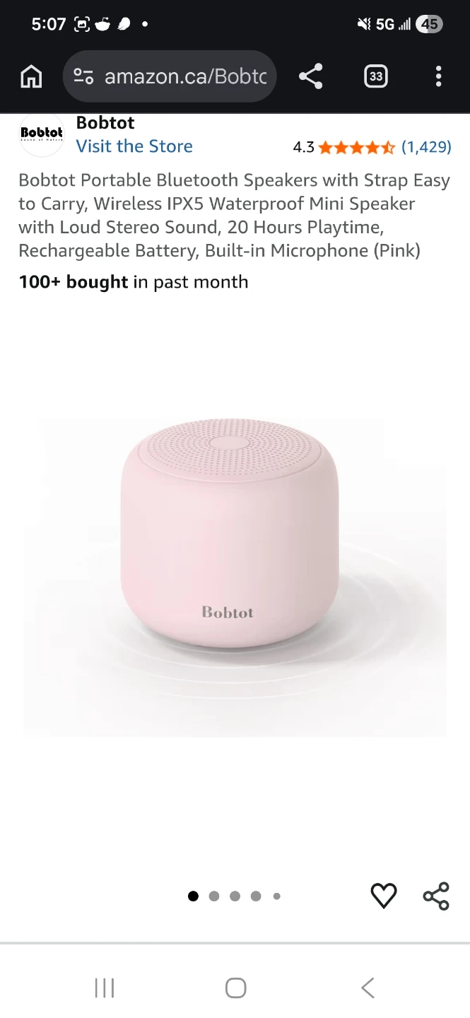 Bobtot Portable Bluetooth Speaker - Pink